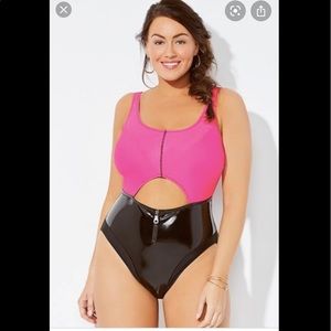 Swimsuits For All Gabifresh Black & Pink One Piece
